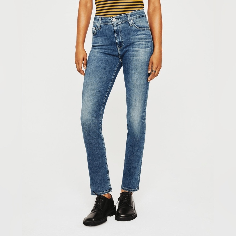 AG Adriano Goldschmied Straight Leg Jeans in Medium Blue Wash